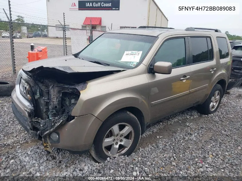 2011 Honda Pilot Ex-L VIN: 5FNYF4H72BB089083 Lot: 40266472