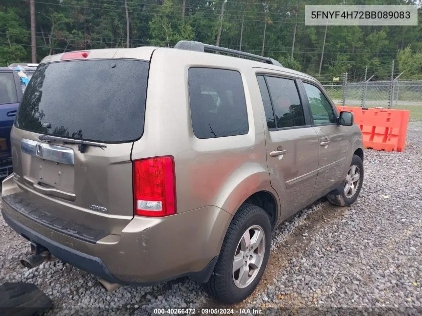 2011 Honda Pilot Ex-L VIN: 5FNYF4H72BB089083 Lot: 40266472