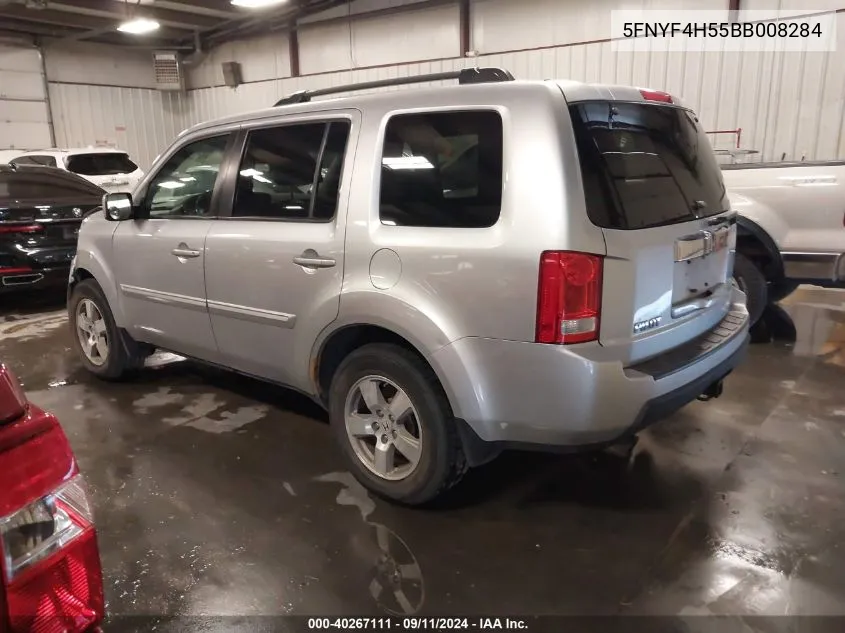 2011 Honda Pilot Ex-L VIN: 5FNYF4H55BB008284 Lot: 40267111