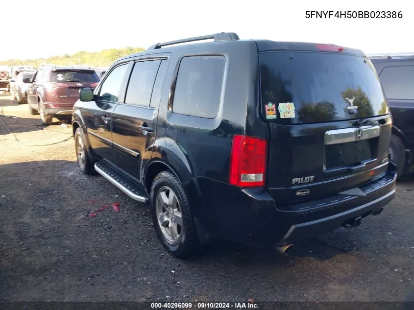 2011 Honda Pilot Ex-L VIN: 5FNYF4H50BB023386 Lot: 40296099