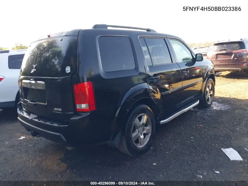 2011 Honda Pilot Ex-L VIN: 5FNYF4H50BB023386 Lot: 40296099