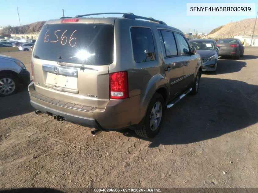 5FNYF4H65BB030939 2011 Honda Pilot Exl