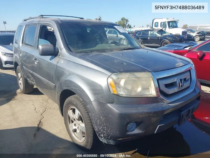 2011 Honda Pilot Exln VIN: 5FNYF3H74BB036489 Lot: 40300550