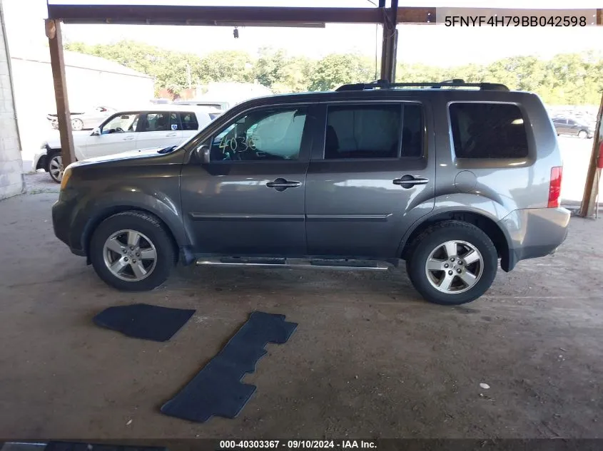 2011 Honda Pilot Ex-L VIN: 5FNYF4H79BB042598 Lot: 40303367