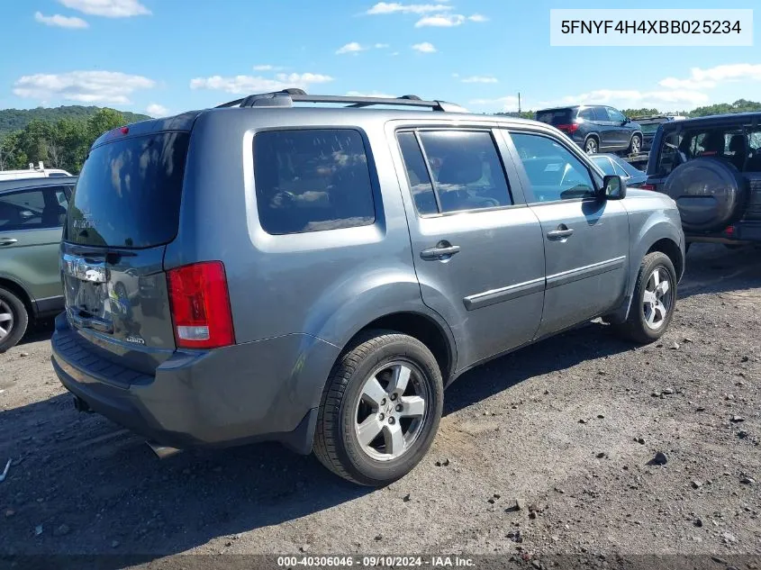 5FNYF4H4XBB025234 2011 Honda Pilot Ex