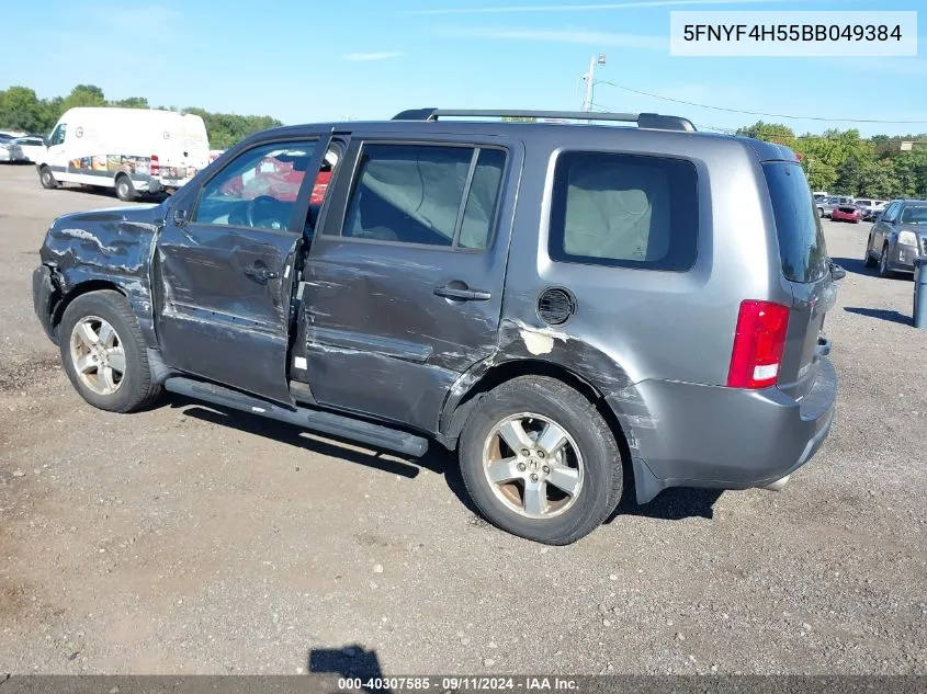 2011 Honda Pilot Exl VIN: 5FNYF4H55BB049384 Lot: 40307585