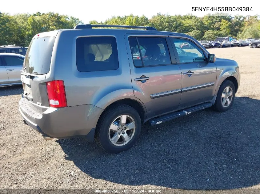 2011 Honda Pilot Exl VIN: 5FNYF4H55BB049384 Lot: 40307585