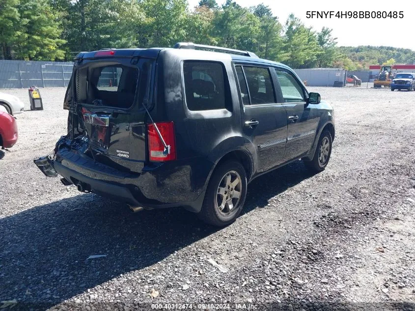 2011 Honda Pilot Touring VIN: 5FNYF4H98BB080485 Lot: 40312474