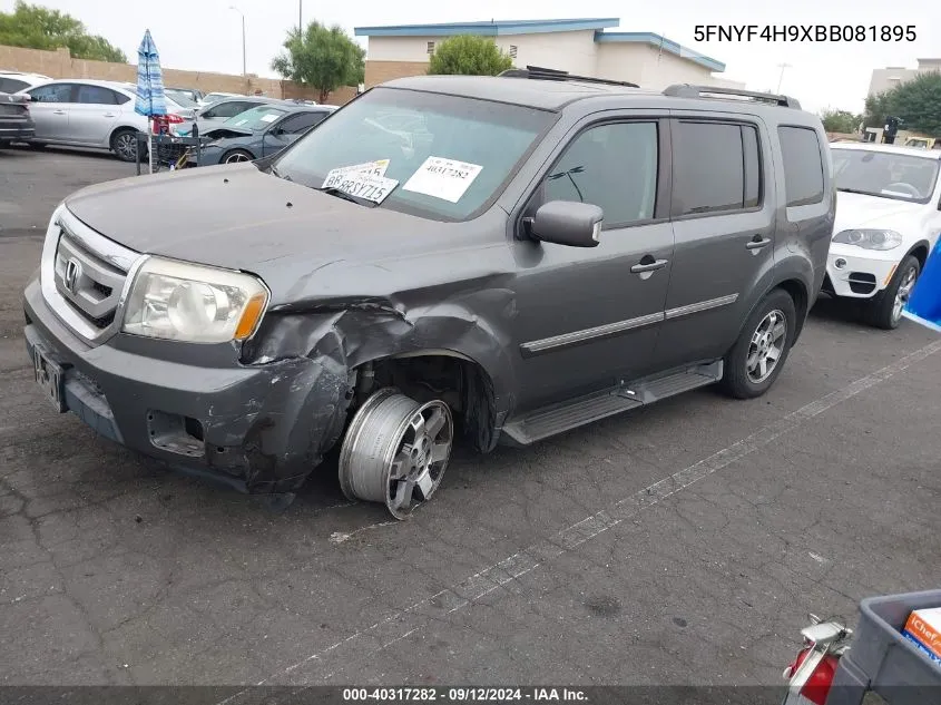 2011 Honda Pilot Touring VIN: 5FNYF4H9XBB081895 Lot: 40317282