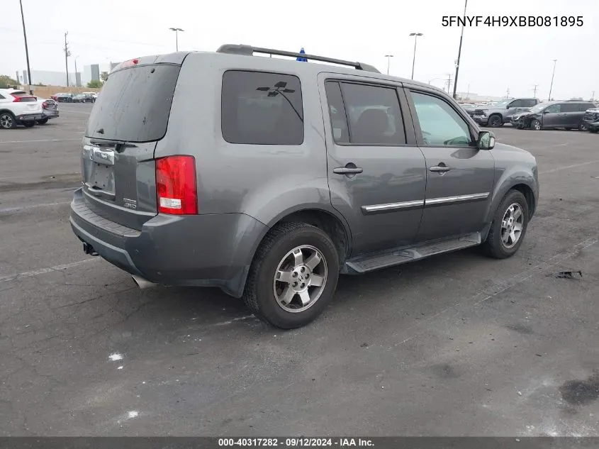 2011 Honda Pilot Touring VIN: 5FNYF4H9XBB081895 Lot: 40317282