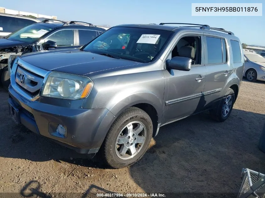 2011 Honda Pilot Touring VIN: 5FNYF3H95BB011876 Lot: 40317994