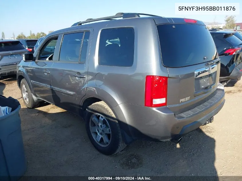 2011 Honda Pilot Touring VIN: 5FNYF3H95BB011876 Lot: 40317994