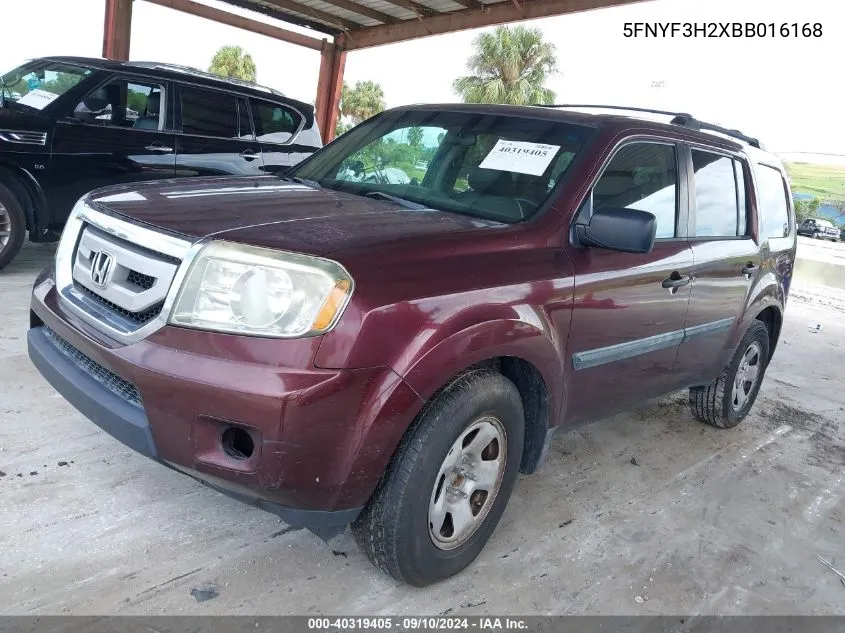 5FNYF3H2XBB016168 2011 Honda Pilot Lx