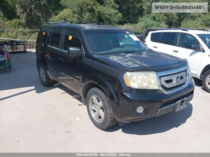 2011 Honda Pilot Ex-L VIN: 5FNYF3H56BB004481 Lot: 40324785