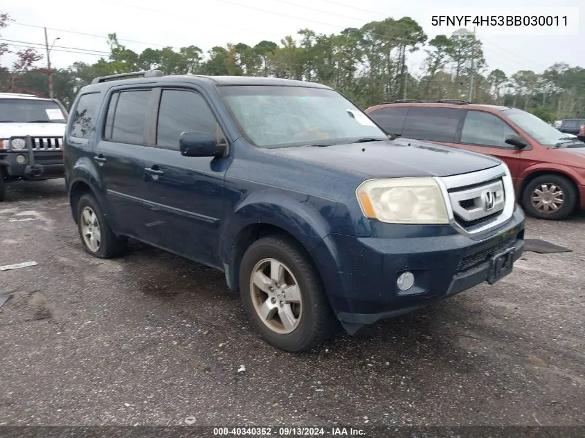 2011 Honda Pilot Ex-L VIN: 5FNYF4H53BB030011 Lot: 40340352