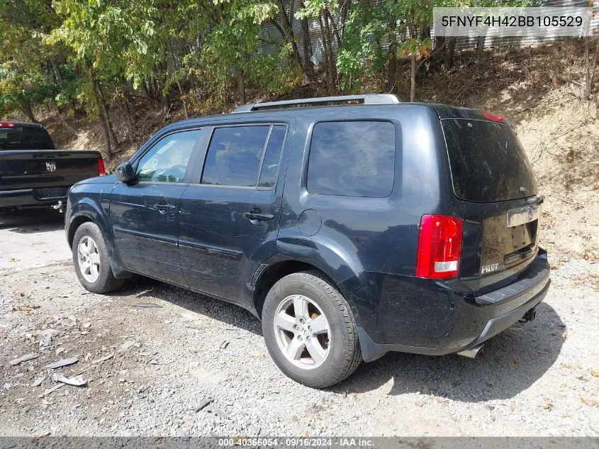 2011 Honda Pilot Ex VIN: 5FNYF4H42BB105529 Lot: 40366054