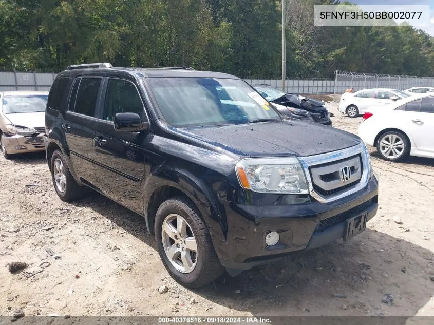 2011 Honda Pilot Ex-L VIN: 5FNYF3H50BB002077 Lot: 40376516