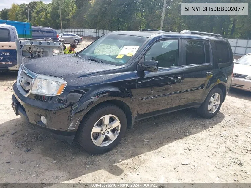 2011 Honda Pilot Ex-L VIN: 5FNYF3H50BB002077 Lot: 40376516