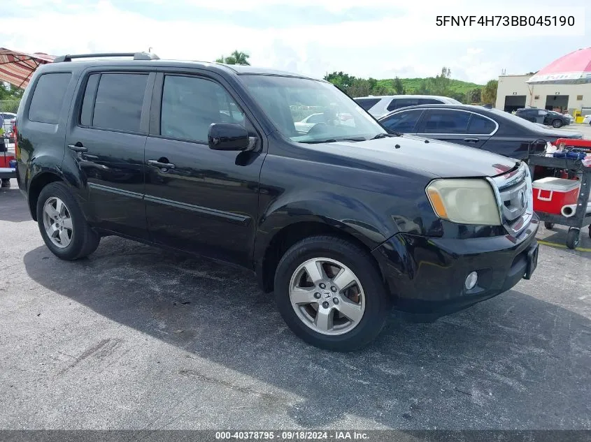 2011 Honda Pilot Exln VIN: 5FNYF4H73BB045190 Lot: 40378795