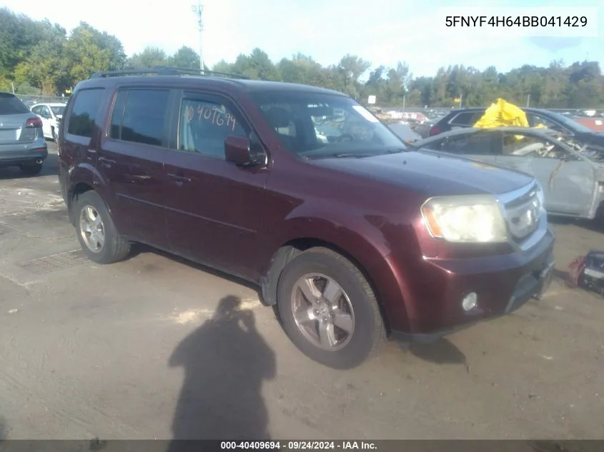 2011 Honda Pilot Ex-L VIN: 5FNYF4H64BB041429 Lot: 40409694