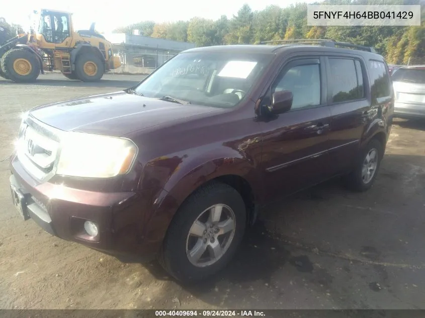 2011 Honda Pilot Ex-L VIN: 5FNYF4H64BB041429 Lot: 40409694