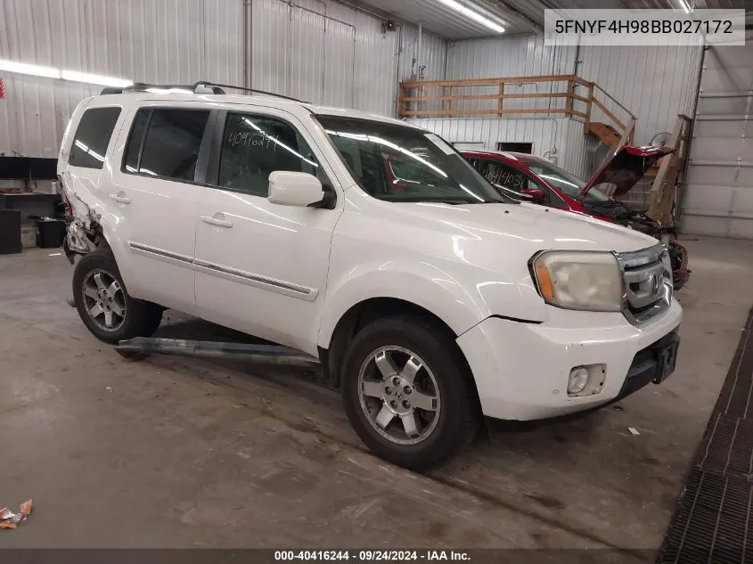 2011 Honda Pilot Touring VIN: 5FNYF4H98BB027172 Lot: 40416244