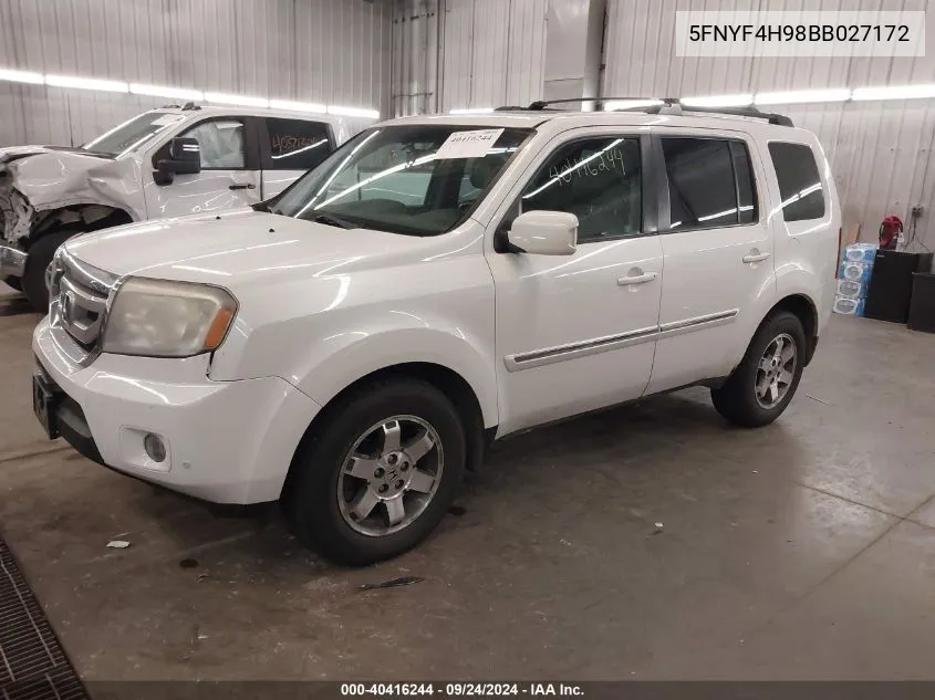 2011 Honda Pilot Touring VIN: 5FNYF4H98BB027172 Lot: 40416244