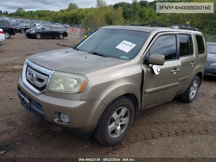 2011 Honda Pilot Ex VIN: 5FNYF4H4XBB030160 Lot: 40422130