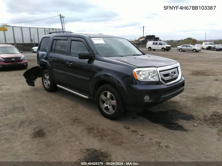 5FNYF4H67BB103387 2011 Honda Pilot Ex-L