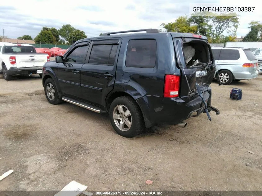 5FNYF4H67BB103387 2011 Honda Pilot Ex-L