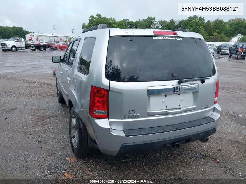 2011 Honda Pilot Ex-L VIN: 5FNYF4H53BB088121 Lot: 40434256