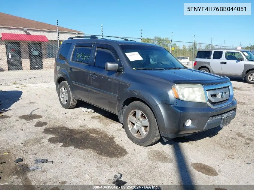 2011 Honda Pilot Ex-L VIN: 5FNYF4H76BB044051 Lot: 40435642