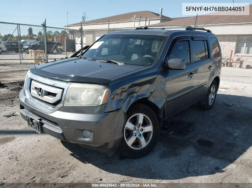 2011 Honda Pilot Ex-L VIN: 5FNYF4H76BB044051 Lot: 40435642