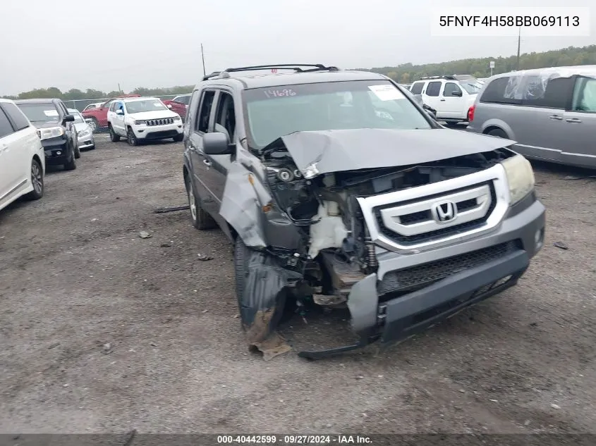 5FNYF4H58BB069113 2011 Honda Pilot Ex-L