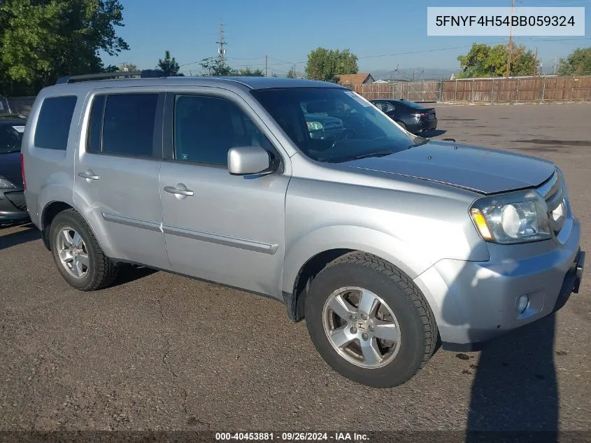 2011 Honda Pilot Ex-L VIN: 5FNYF4H54BB059324 Lot: 40453881