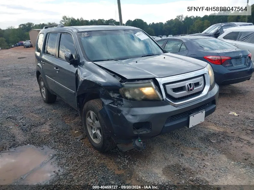 2011 Honda Pilot Ex-L VIN: 5FNYF4H58BB047564 Lot: 40459727