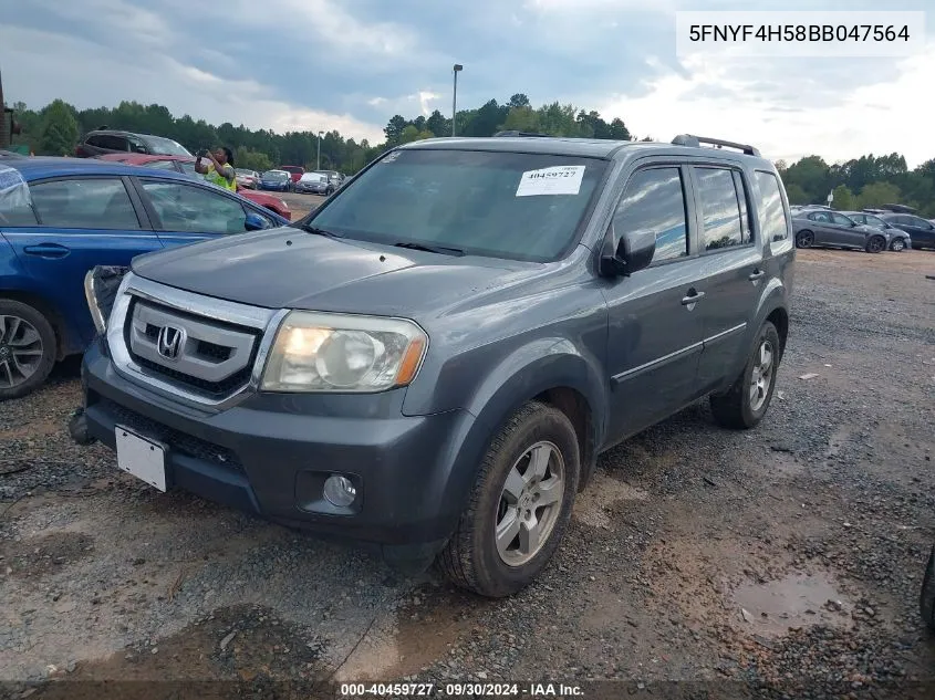 2011 Honda Pilot Ex-L VIN: 5FNYF4H58BB047564 Lot: 40459727