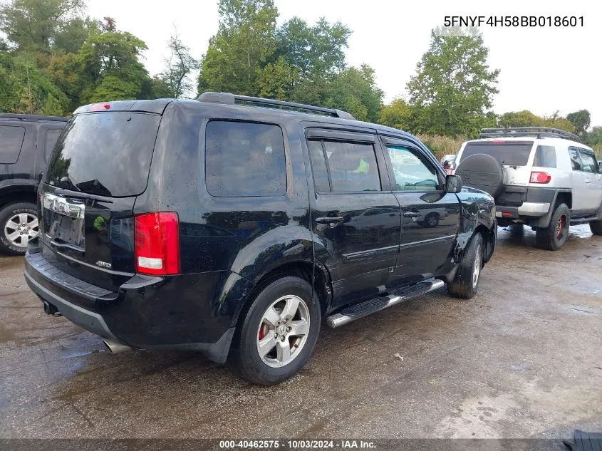 5FNYF4H58BB018601 2011 Honda Pilot Ex-L