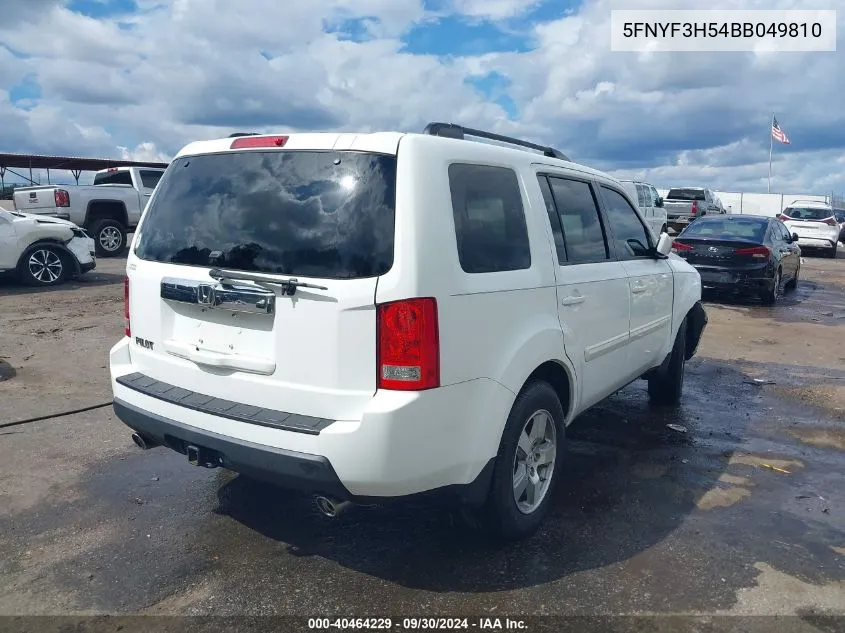 2011 Honda Pilot Ex-L VIN: 5FNYF3H54BB049810 Lot: 40464229