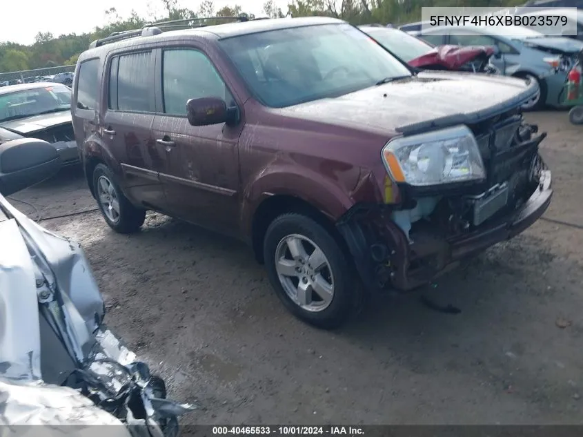 2011 Honda Pilot Ex-L VIN: 5FNYF4H6XBB023579 Lot: 40465533