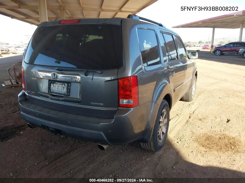 5FNYF3H93BB008202 2011 Honda Pilot Touring