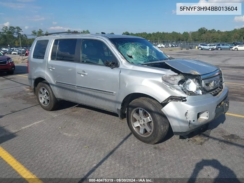 2011 Honda Pilot Touring VIN: 5FNYF3H94BB013604 Lot: 40475319