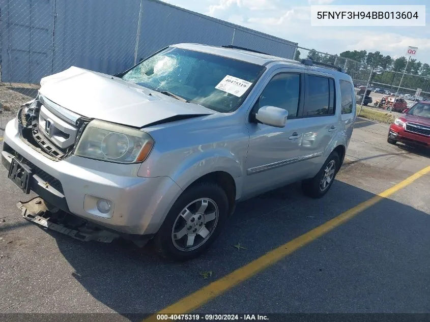 2011 Honda Pilot Touring VIN: 5FNYF3H94BB013604 Lot: 40475319