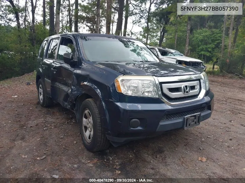 2011 Honda Pilot Lx VIN: 5FNYF3H27BB057390 Lot: 40478290