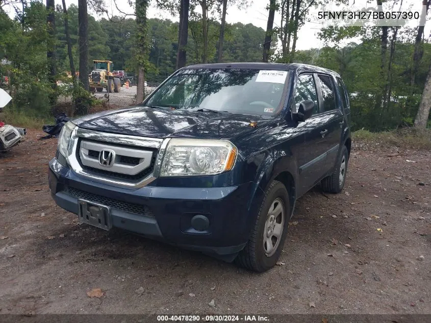 2011 Honda Pilot Lx VIN: 5FNYF3H27BB057390 Lot: 40478290