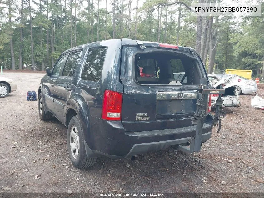 2011 Honda Pilot Lx VIN: 5FNYF3H27BB057390 Lot: 40478290