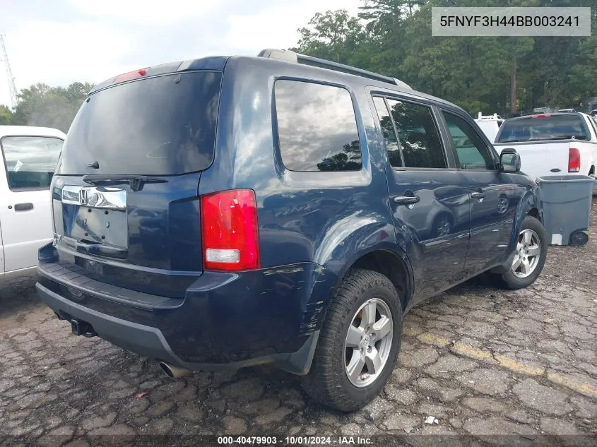 2011 Honda Pilot Ex VIN: 5FNYF3H44BB003241 Lot: 40479903