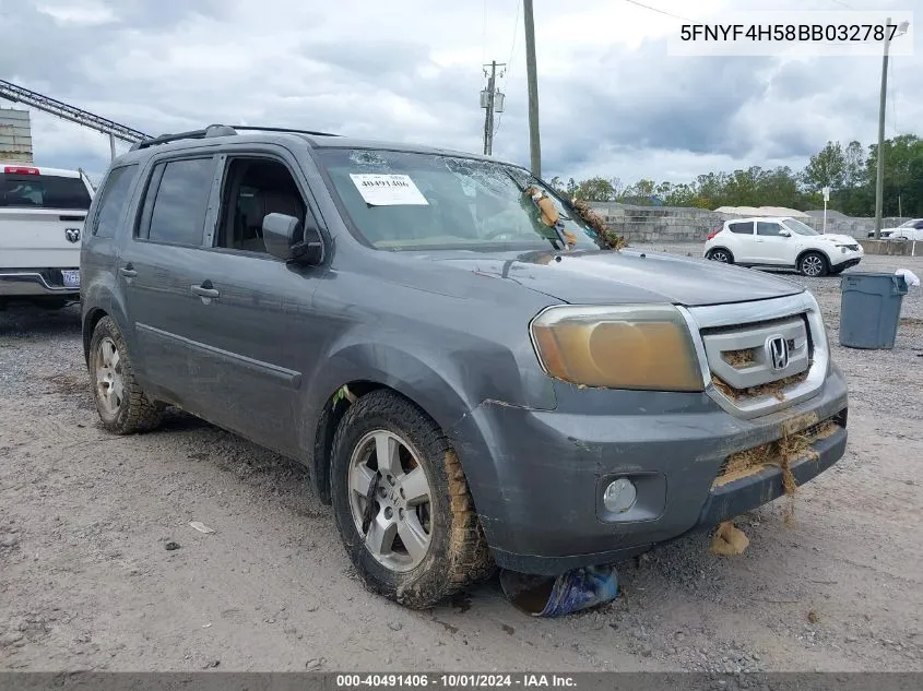 2011 Honda Pilot Ex-L VIN: 5FNYF4H58BB032787 Lot: 40491406