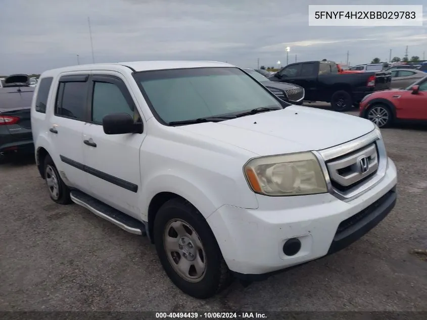 5FNYF4H2XBB029783 2011 Honda Pilot Lx