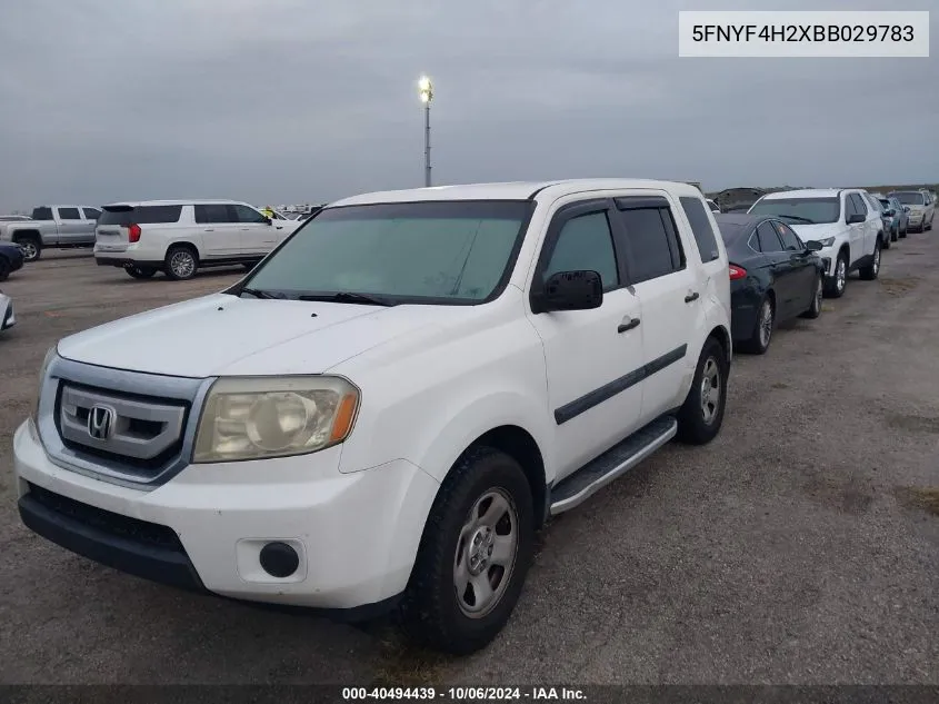 5FNYF4H2XBB029783 2011 Honda Pilot Lx